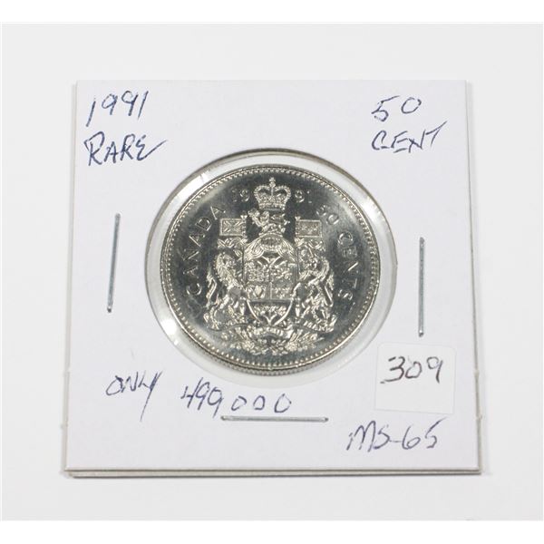1999 50 CENT ONLY 496,0000 RARER DATE MS-64