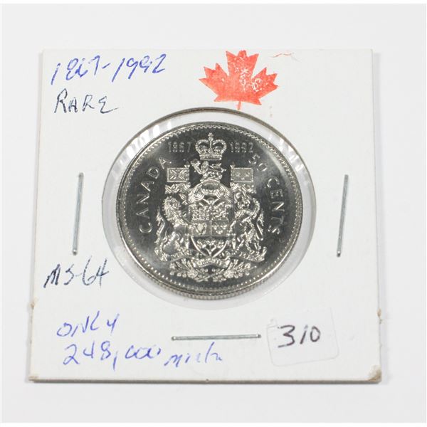 1867-1992 50 CENT ONLY 248,00 RARER DATE MS-64