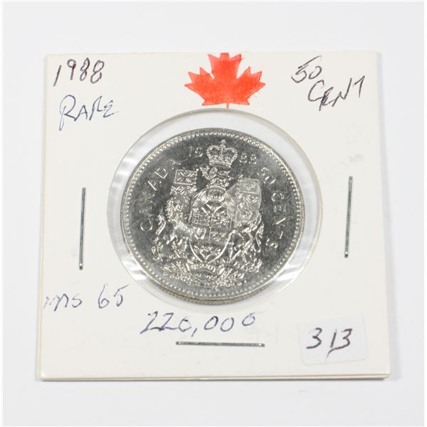 1988 50 CENT ONLY 222,000 RARER DATE VERY LOW