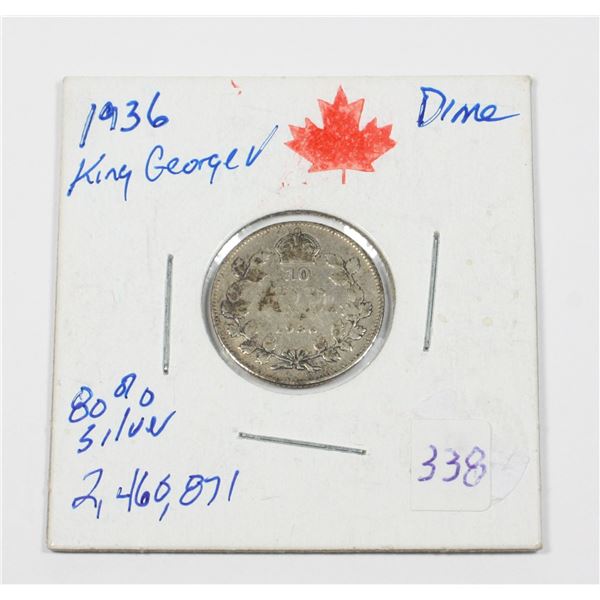 1936 KING GEORGE V DIME 2,460,871 MINTED