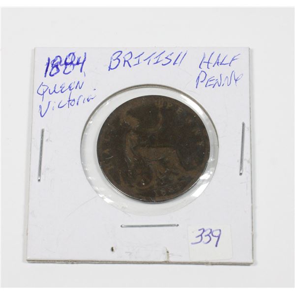 1884 BRITISH QUEEN VICTORIA HALF PENNY