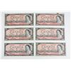 Image 1 : 6 1954 Q.E. II $2 BILLS FG5758253 HU7688224