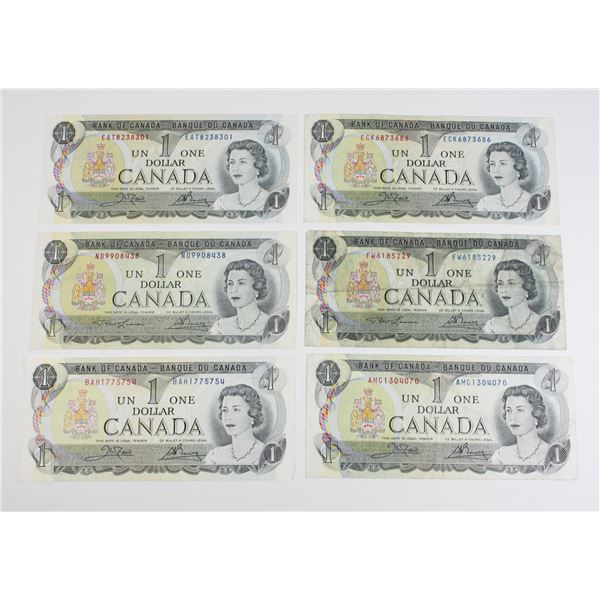 6- 1973 Q.E.II $1 BILLS FW6185229 ND9908438