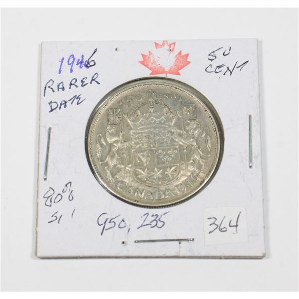 1946 50 CENT PIECE 80% SILVER ONLY 950,235