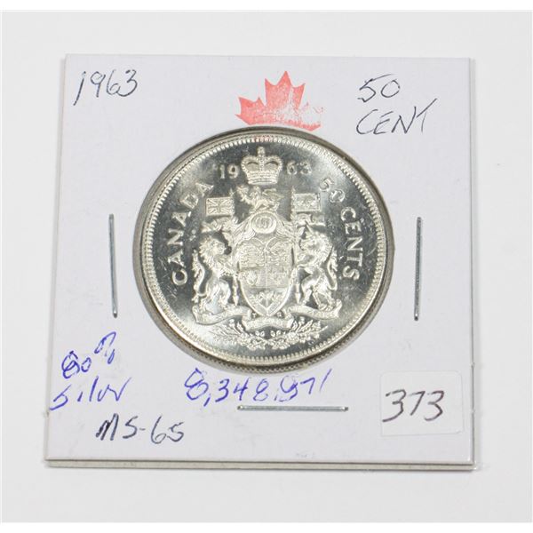 1963 50 CENT PIECE 80% SILVER MS-65 8,348,871
