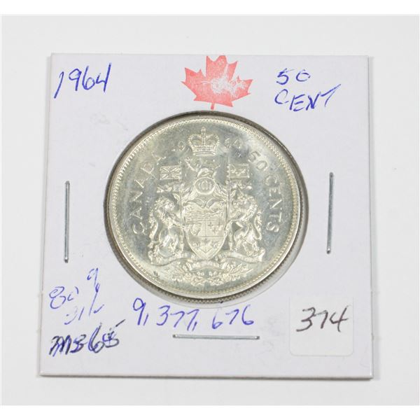 1964 50 CENT PIECE 80% SILVER MS-65 9,371,676