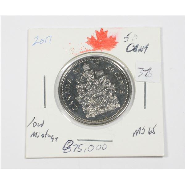 2017 50 CENT MS-65 ONLY 875,000 MINTED FROM ROLL