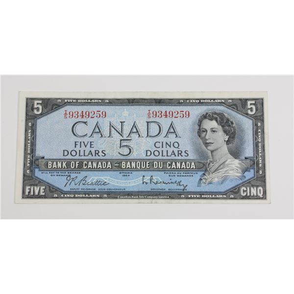 1954 $5.00 BILL IS9349259 BEAUTIFUL COLORFUL
