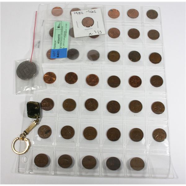 SHEET OF VINTAGE CANADIAN PENNIES, 1973 CANADIAN