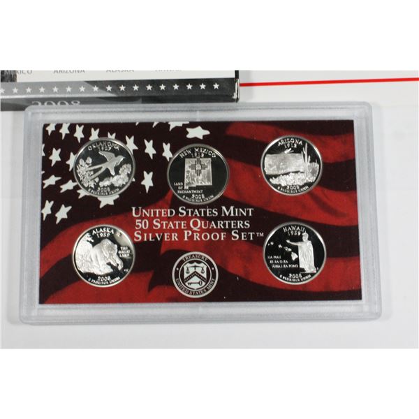 2008 USA STATE QUARTERS SILVER PROOF SET IN