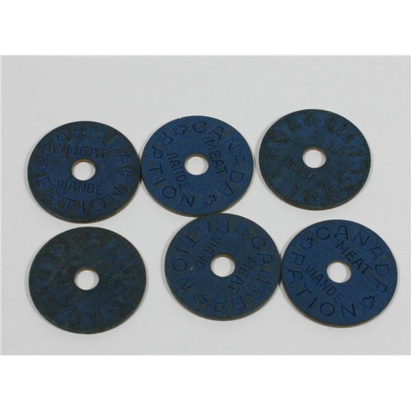 SMALL LOT OF CANADA WW II MEAT RATION TOKENS