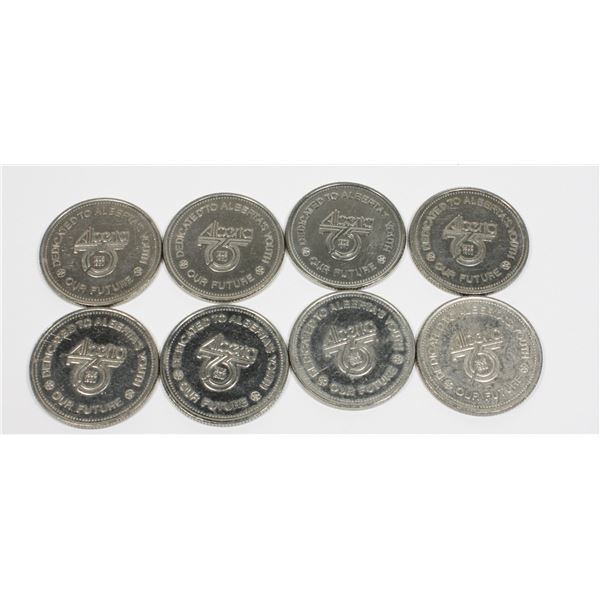LOT OF 8 ALBERTA 75 YEAR 1908-1980 TOKENS