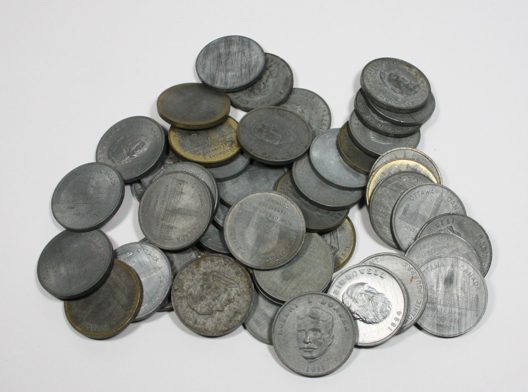 GIANT LOT OF CANADIAN PRIME MINISTERS SHELL TOKENS