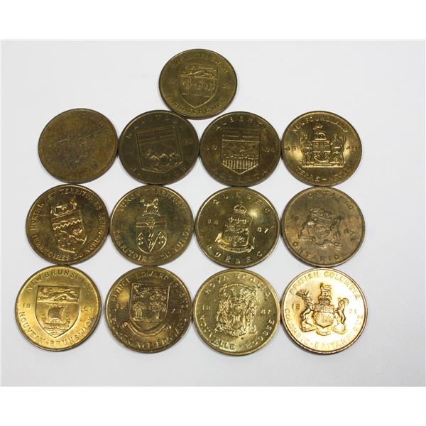 13 TOKEN SET CANADIAN COAT OF ARMS/ FLORAL SET