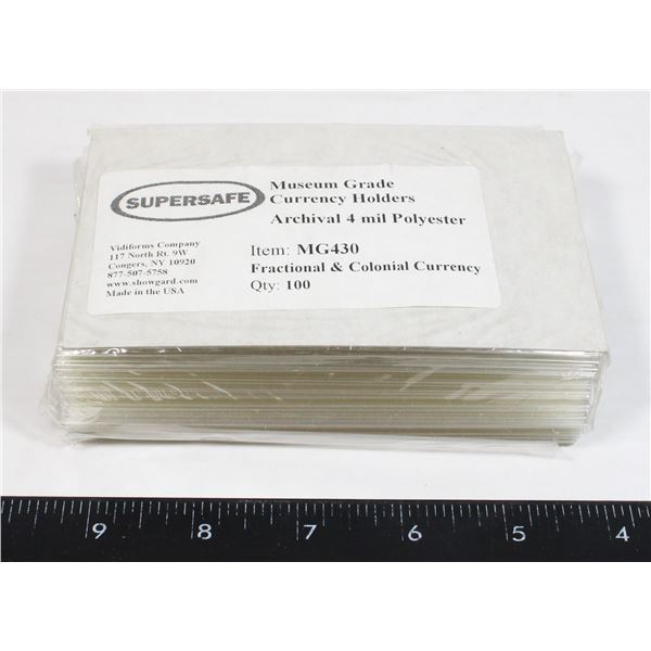 SUPERSAFE CURRENCY HOLDERS 100 CT.