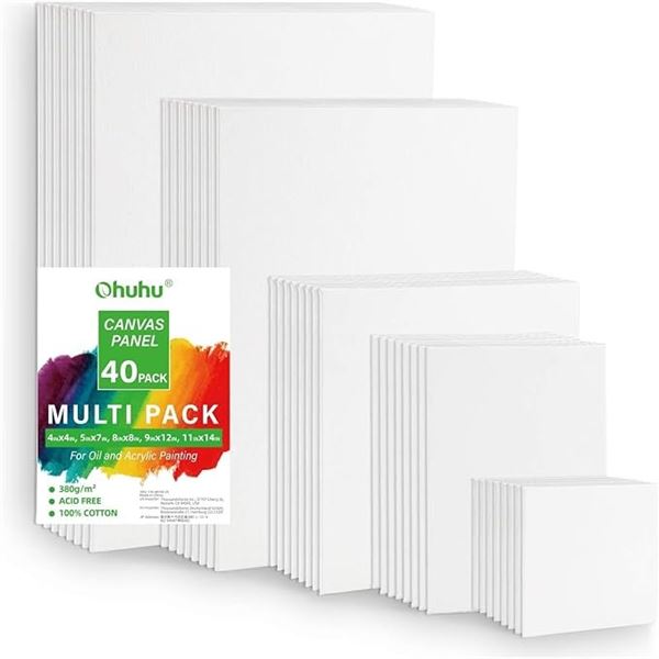 1 Box of Ohuhu Assorted Painting/Art Canvases - 40 Pack (Assorted Sizes - See Photos) - Brand New