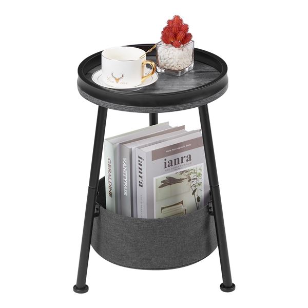 1 Lemonda 3-Leg Round Marble End Table (2-Tier) Round Side Table - 11.8" x 17.8" - Grey - New in Box