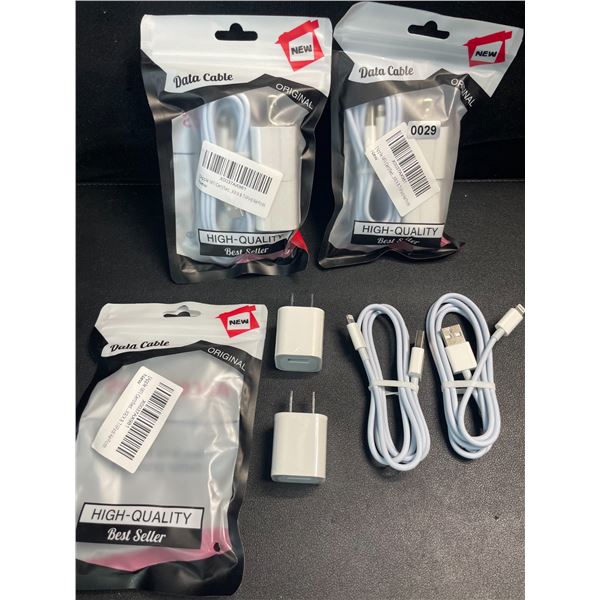 3 Multi-Packs of Lightning to USB Charging Cables; 2 Cords & 2 Wall Blocks Per Pack - New!