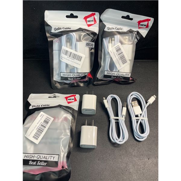 3 Multi-Packs of Lightning to USB Charging Cables; 2 Cords & 2 Wall Blocks Per Pack - New!