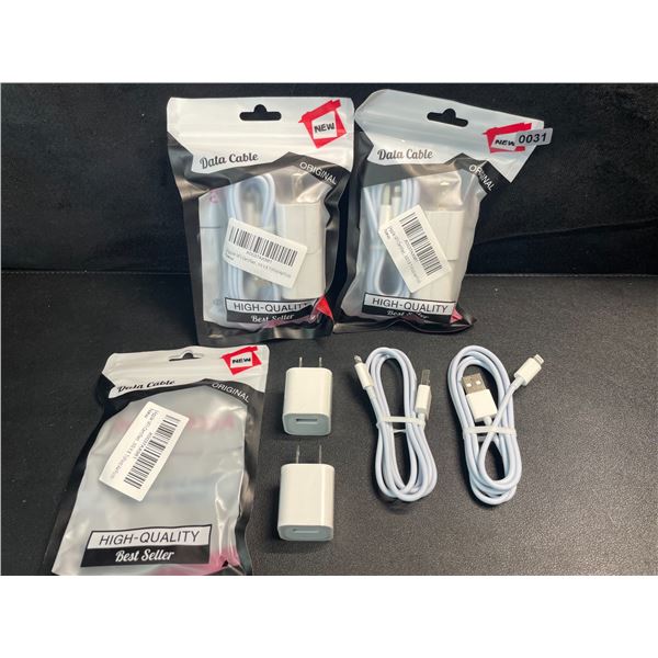3 Multi-Packs of Lightning to USB Charging Cables; 2 Cords & 2 Wall Blocks Per Pack - New!