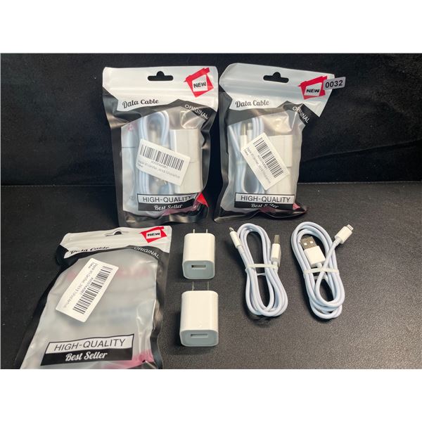 3 Multi-Packs of Lightning to USB Charging Cables; 2 Cords & 2 Wall Blocks Per Pack - New!