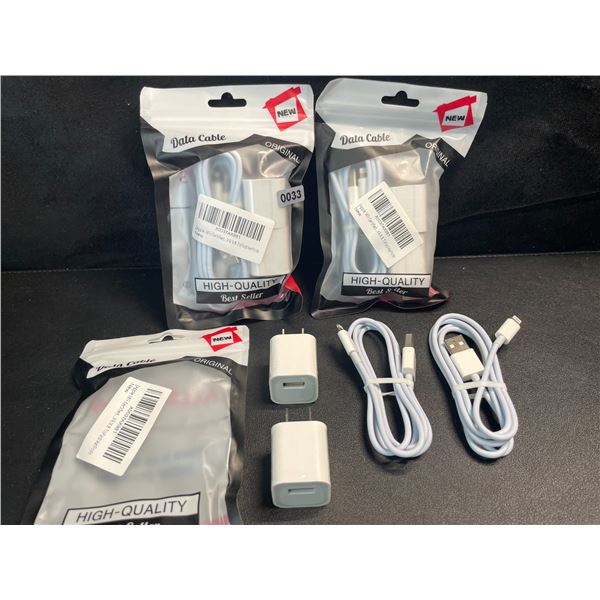 3 Multi-Packs of Lightning to USB Charging Cables; 2 Cords & 2 Wall Blocks Per Pack - New!