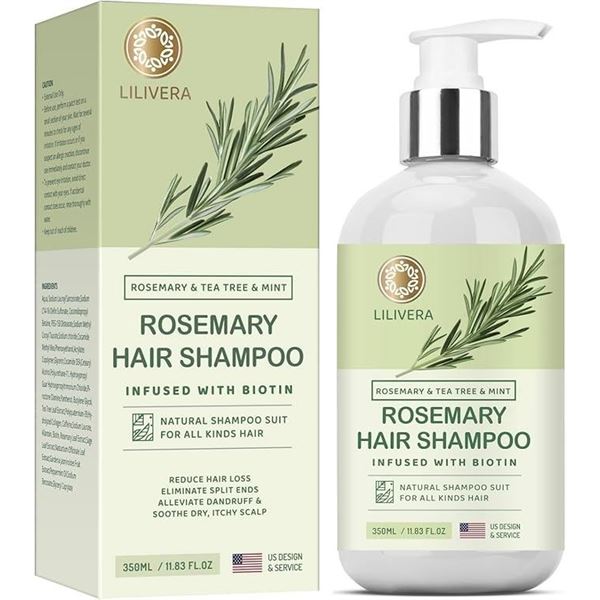 1 Box of Lilivera Hair Growth Shampoo - Rosemary & Tea Tree & Mint Infused w/ Biotin - 350ml - New