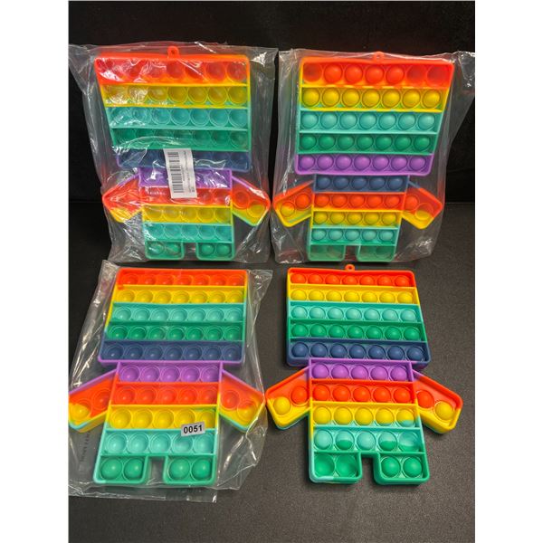 4 Large Sensory Pop-It Fidget Toys - Robot Design - New