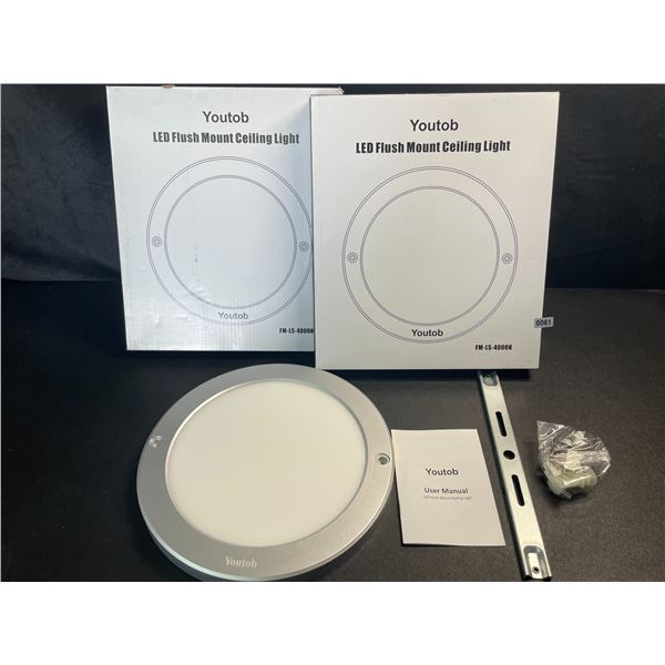 2 LED Flush Mount Ceiling Lights - 4000K - Model: FM-LS-4000K - Brand New