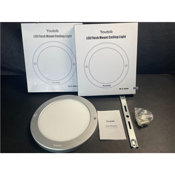 2 LED Flush Mount Ceiling Lights - 4000K - Model: FM-LS-4000K - Brand New
