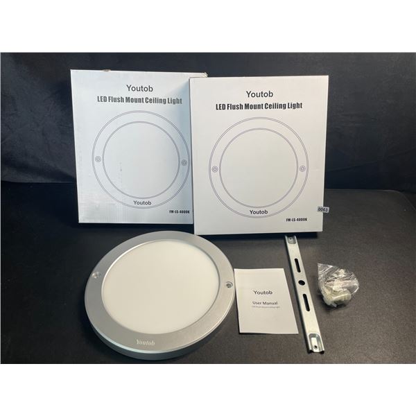 2 LED Flush Mount Ceiling Lights - 4000K - Model: FM-LS-4000K - Brand New