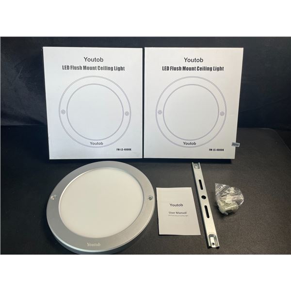 2 LED Flush Mount Ceiling Lights - 4000K - Model: FM-LS-4000K - Brand New