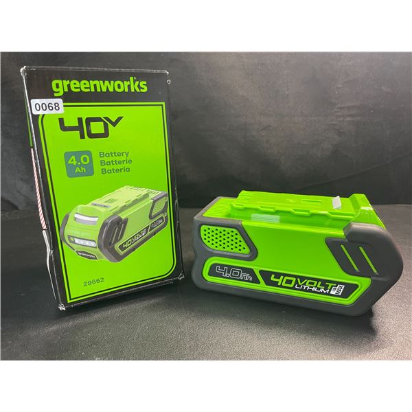 1 Greenworks 40V 4.0Ah Rechargeable Lithium-Ion Battery (Model: 29662) - New in Box