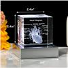 Image 5 : 1 3D Laser Etched Human Heart Diagram Crystal Figurine with Light-Up Base - New in Box