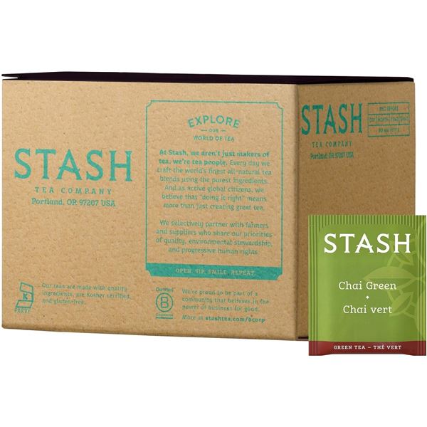 1 Box of Stash Tea Company Chai Green/Green Tea Bags - 100 Count (BB: 02/2027)