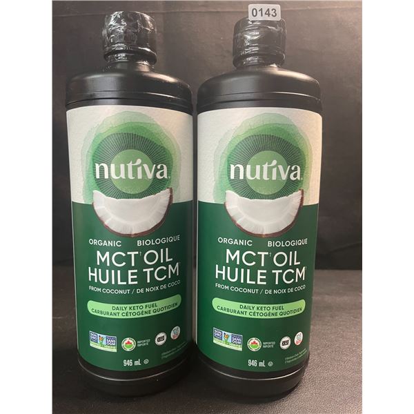 2 Bottles of Nutiva Organic MCT Oil from Coconut - Daily Keto Fuel - 946ml Each - New (BB: 2026 APR)
