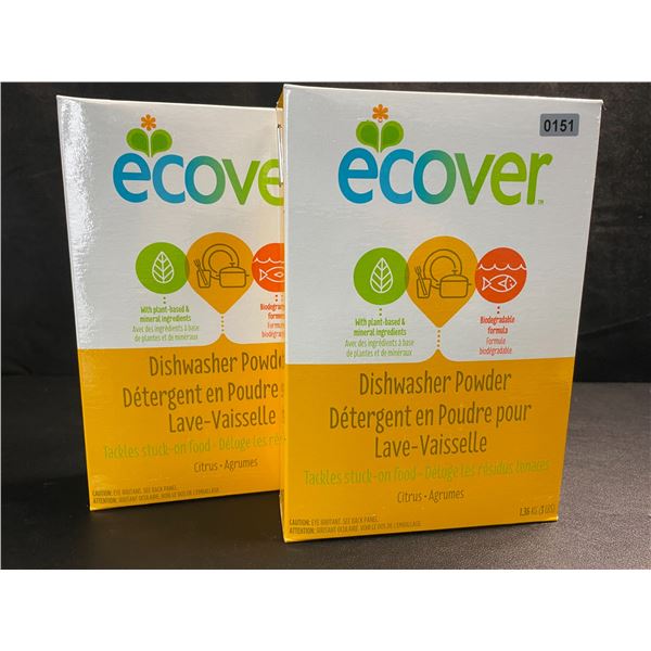 2 Boxes of Ecover Natural Plant-Based Dishwasher Powder - Citrus - 1.36kg - New Sealed