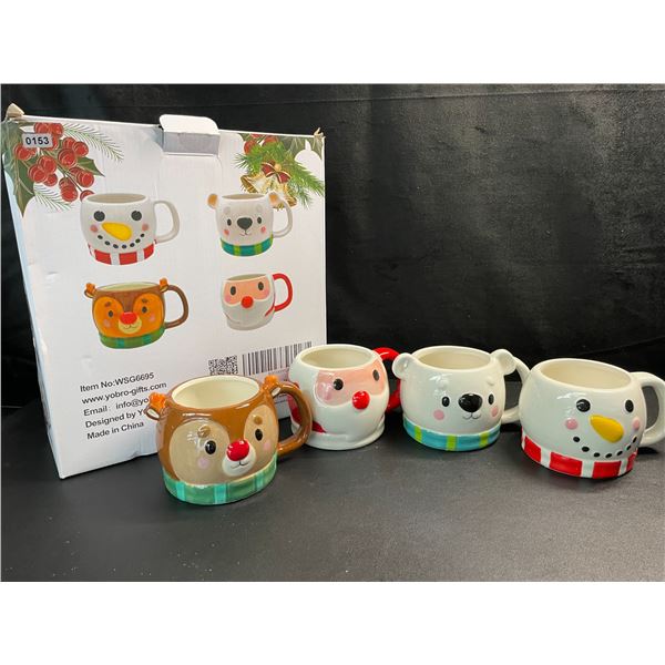 Set of 4 Cute Christmas Coffee Mugs - 13oz/375ml Each - New in Box