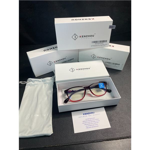 3 Pairs of Kenzhou Blue-Light Blocking Computer Glasses/Anti-Eye Strain Glasses; Wine Red Frame; New