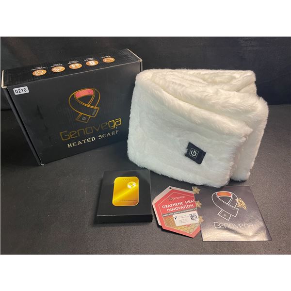 1 Genovega Plush White Heated Scarf with Rechargeable Battery Pack - Brand New