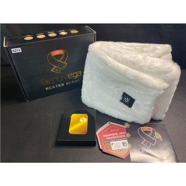 1 Genovega Plush White Heated Scarf with Rechargeable Battery Pack - Brand New