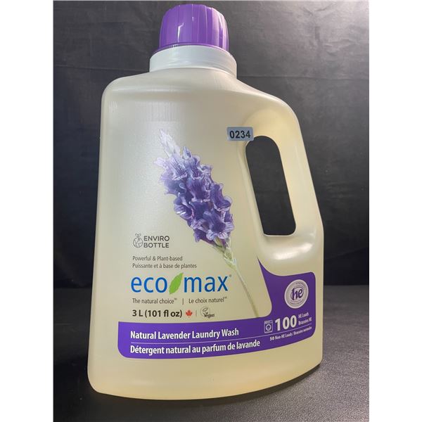 1 Jug of Eco Max Powerful & Plant-Based Natural Lavender Laundry Wash - 3L/100 Loads - New