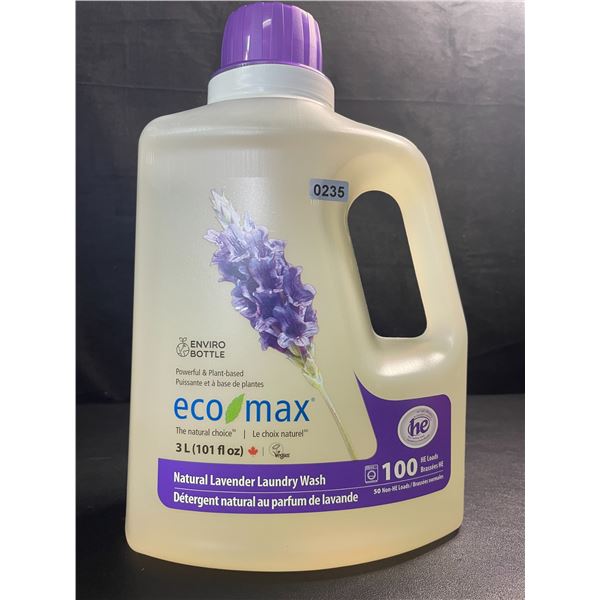 1 Jug of Eco Max Powerful & Plant-Based Natural Lavender Laundry Wash - 3L/100 Loads - New