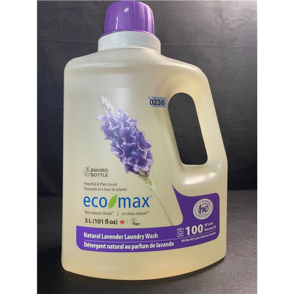 1 Jug of Eco Max Powerful & Plant-Based Natural Lavender Laundry Wash - 3L/100 Loads - New