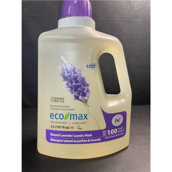 1 Jug of Eco Max Powerful & Plant-Based Natural Lavender Laundry Wash - 3L/100 Loads - New