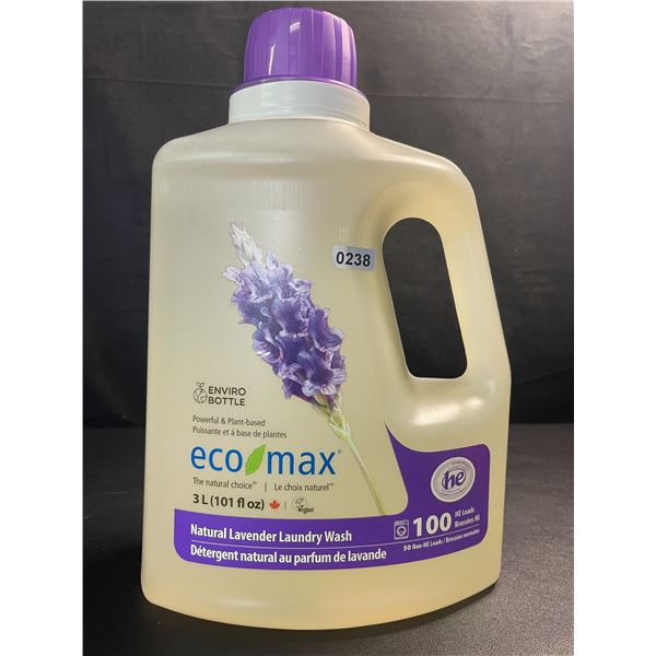 1 Jug of Eco Max Powerful & Plant-Based Natural Lavender Laundry Wash - 3L/100 Loads - New