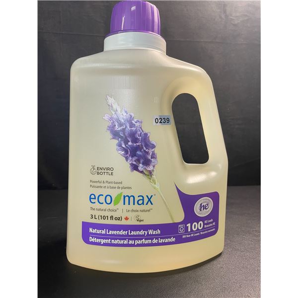 1 Jug of Eco Max Powerful & Plant-Based Natural Lavender Laundry Wash - 3L/100 Loads - New