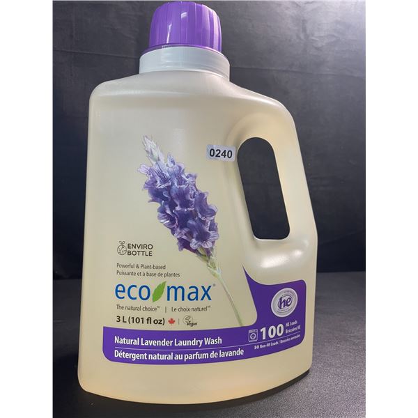 1 Jug of Eco Max Powerful & Plant-Based Natural Lavender Laundry Wash - 3L/100 Loads - New