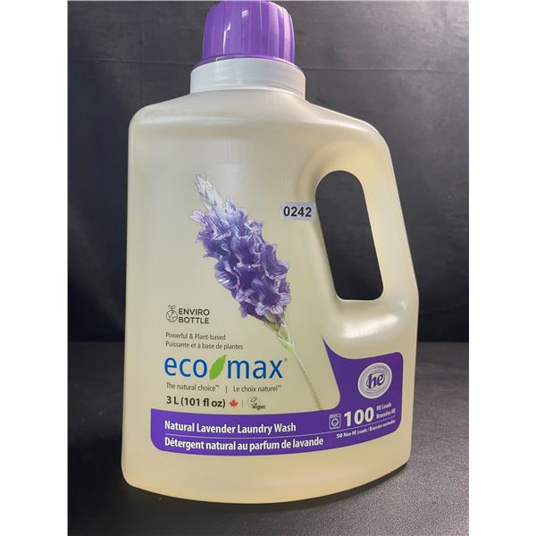 1 Jug of Eco Max Powerful & Plant-Based Natural Lavender Laundry Wash - 3L/100 Loads - New