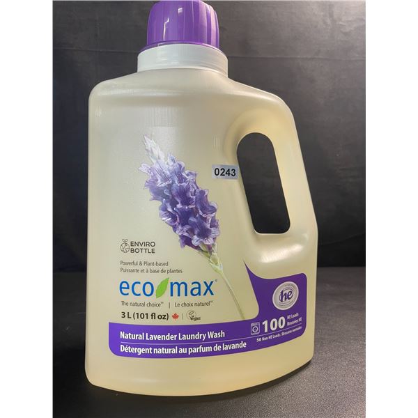 1 Jug of Eco Max Powerful & Plant-Based Natural Lavender Laundry Wash - 3L/100 Loads - New